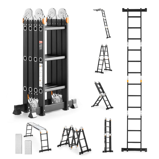 Vouwladder – Multifunctionele Ladder – Klappleder – Scharnierladder – Combiladder – 7-in-1 Design – Lichtgewicht Aluminium 150 kg Belastbaar