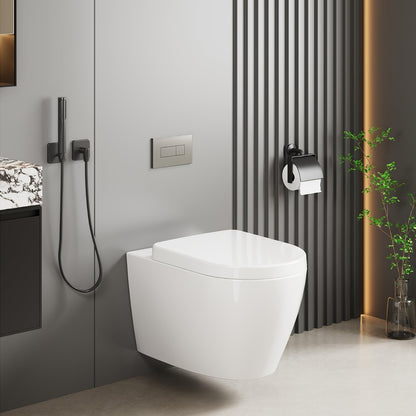 Wandtoilet – Hangtoilet – Toiletpot – Hangend Toilet – Diepspoel Toilet – Spoelrandloos – Softclose Bril – Keramiek – Ruimtebesparend Design – 51 cm Wit