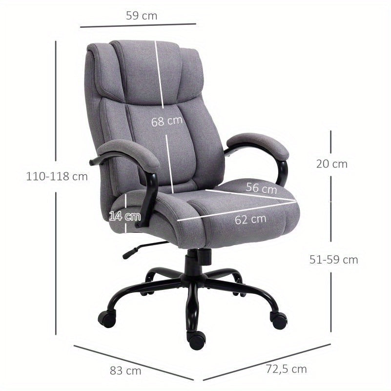 Ergonomische Bureaustoel – Comfortabele Kantoorstoel – Draaistoel – Bureaustoel Met Armleuningen – Zware Last Stoel – 220 kg Draagkracht – Aluminium Frame