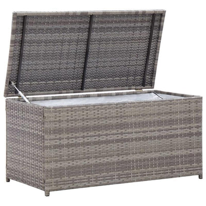 Opbergbox – Opbergdoos – Opbergkast – Opbergcontainer – Buitenopslag – Grijs Poly Rattan – 100x50x50 cm – Weerbestendig Met Gasveren
