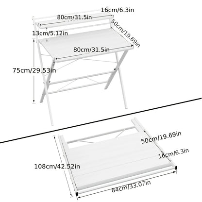 2-laags bureau – houten tafel – schrijftafel – werktafel – studeertafel – wit – compact ontwerp – stevig stalen frame