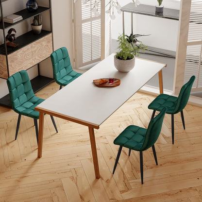 Eetkamerstoelen – Stoelen – Dining Stoelen – Velours Stoelen – Metalen Stoelen – Groen – Set Van 4 – Zacht Velours Comfort – Stevige Metalen Poot