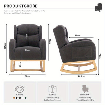 Hangstoel – Schommelstoel – Hangfauteuil – Loungestoel – Zitstoel – Donkergrijs Teddypluche – Houten Frame – Comfortabel Padded Zitkussen – Ergonomisch Design