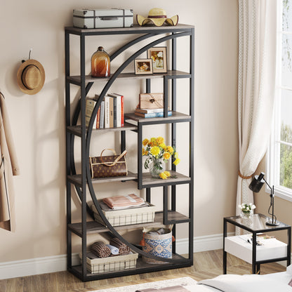 Industriële Vakkenkast – Boekenkast – Opbergkast – Vakkenkast – Plankenkast – 180 cm Hoog – Vintage Grijs Metalen Frame