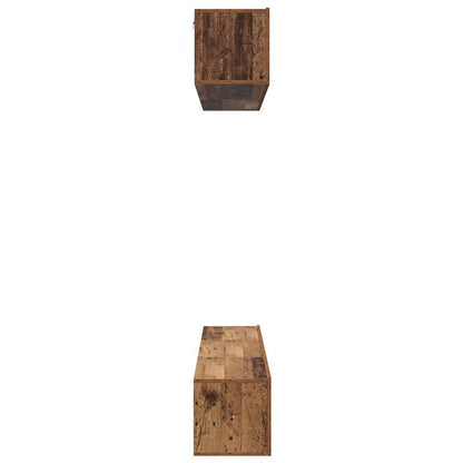 Tv-meubel – Tv-meubelset – TV-kast – Opbergmeubel – Woonkamermeubel – Oud Hout Bruin – 5-delig – Bewerkt Hardhout – Ruime Opbergruimte – Modern Minimalistisch Design