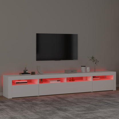 Tv Meubel – Tv Kast – Tv Meubels – Media Meubel – Dressoir – Modern Design – RGB LED Verlichting – 240x35x40 cm – Wit – Hoogwaardig Bewerkt Hout
