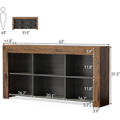 Sidetable – Consoletafel – Wandtafel – Haltafel – Bijzettafel – Landelijke Stijl – 160 cm Smal – Handgemaakt Hout Met 6 Opbergruimtes – Duurzaam & Eenvoudig Te Monteren