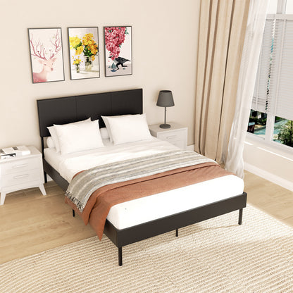 Bed Frame High Headboard 120*200Cm/140*200Cm Robust Bed Frame Maximum Load Capacity 350Kg for Bedroom Bed Faux Leather Fabric