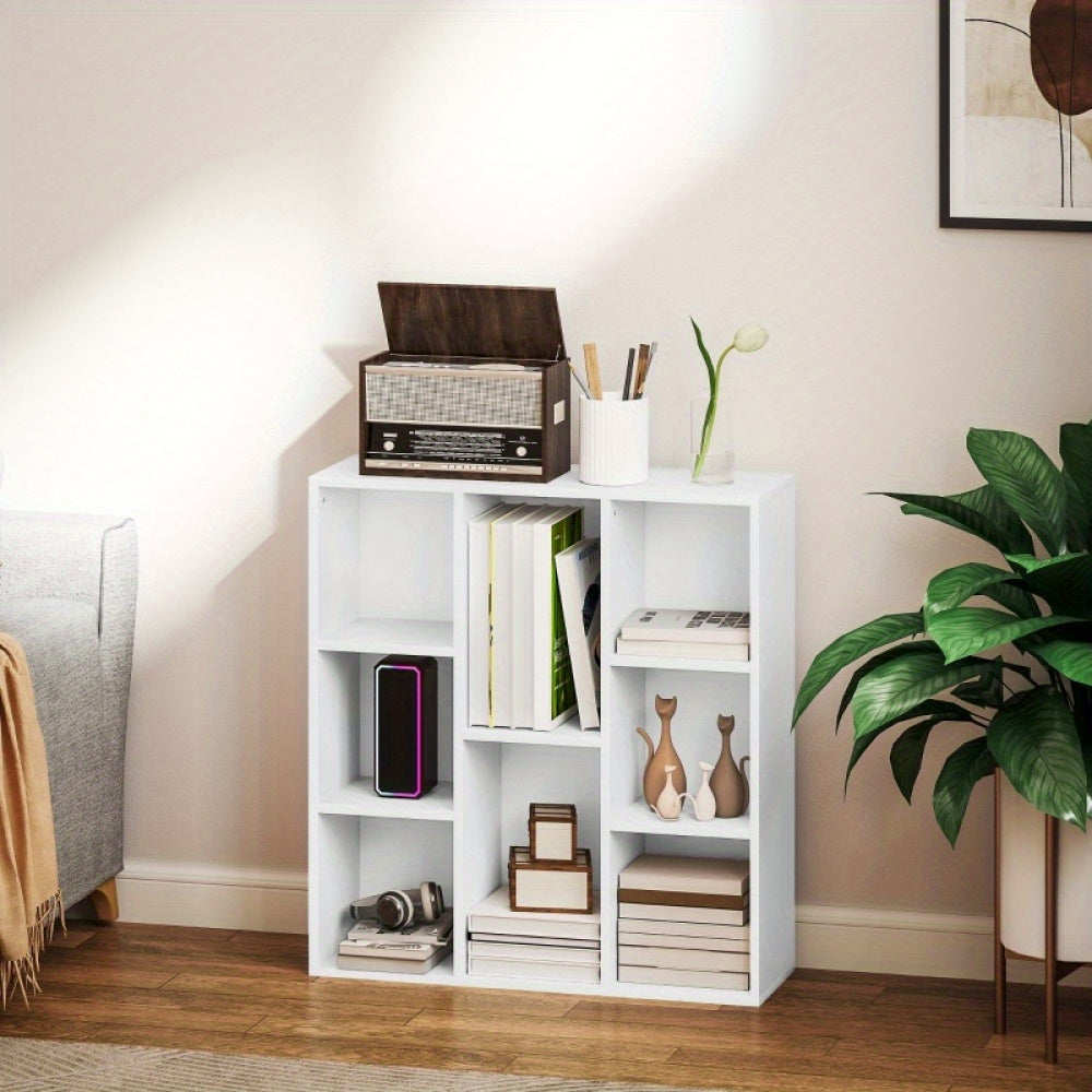 Boekenkast – Boekenrek – Opbergkast – Vakkenkast – Witte 8-laags Open Kast – Compact 74x24x80 cm – Draagkracht 64 kg
