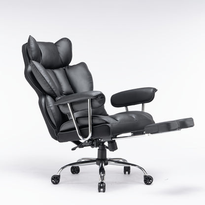 Bureaustoel – Office Chair – Desk Chair – Gaming Stoel – Werkstoel – Zwart – Draagkracht 400 kg – Verstelbare Rugleuning en Voetensteun