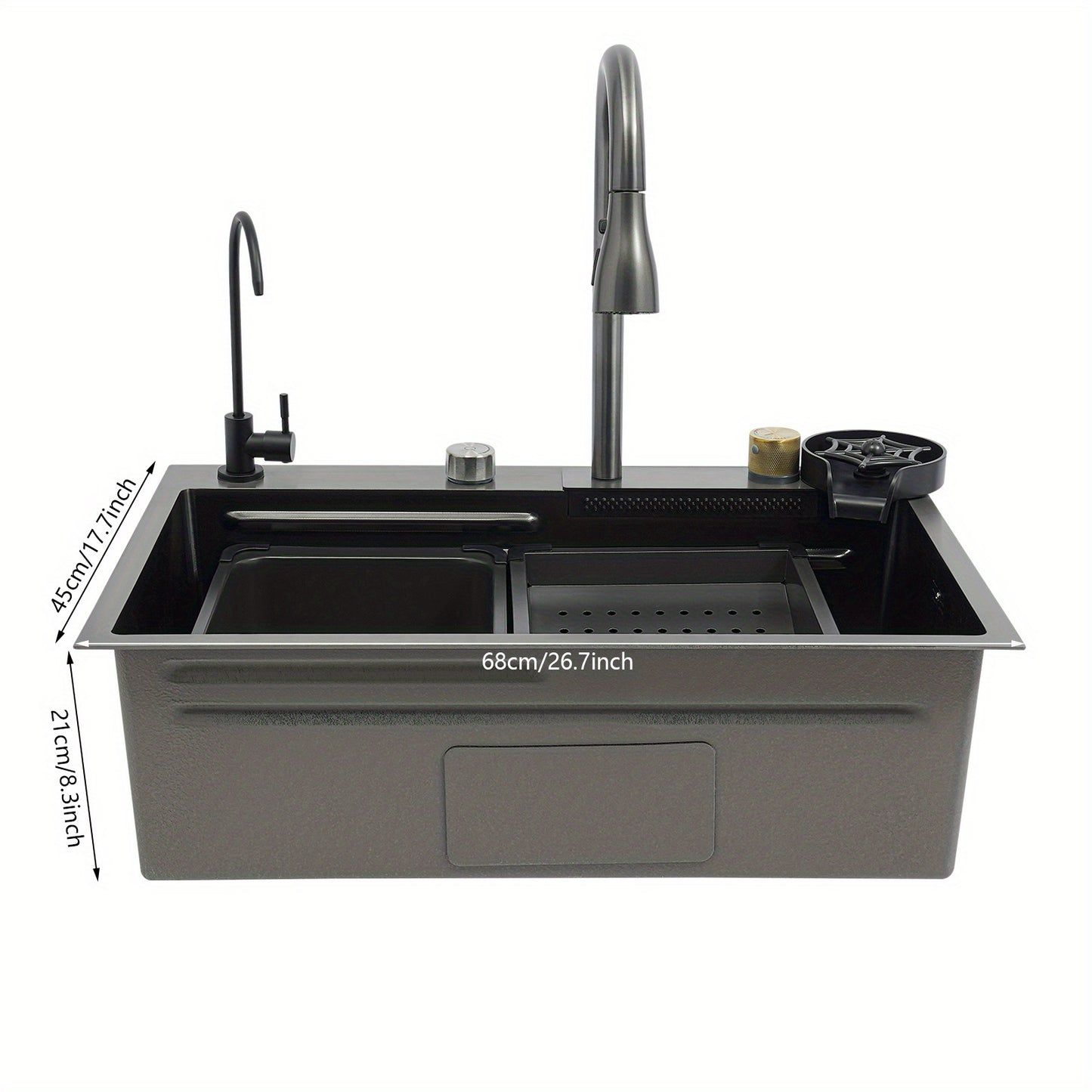 RVS Spoelbak – Keukenbak – Wasbak – Inbouw Spoelbak – Tuin Spoelbak – 68x45x21 cm – 304 Roestvrij Staal – Inclusief Snijplank & Waterzuiveringskraan