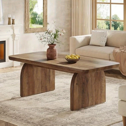 Salontafel – Woonkamertafel – Koffietafel – Bijzettafel – Tafeltje – Groot – Rechthoekig – Houtnerf Bruin – Lage Profiel – Stevig Met Verstelbare Poten
