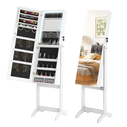 Opbergkast Make-up – Make-up Organizer – Sieradenkast – Beauty Organizer – Make-upkast – Met Slot – Volledige Lengte Spiegel – Compact Kunststof – Vrijstaand – Meerdere Schappen – Stevige Pootjes – Modern Design