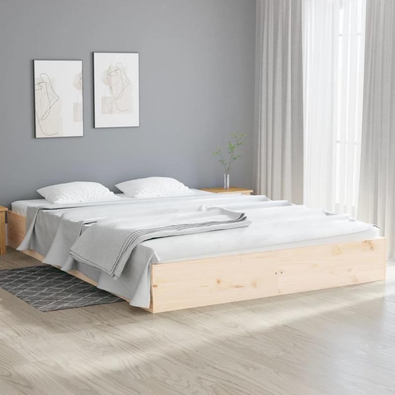 Bedframe – Tweepersoonsbed – Bed – Massief Houten Bed – Houten Lattenbodem – Modern Design – 160x200 cm – Duurzaam Hardhout