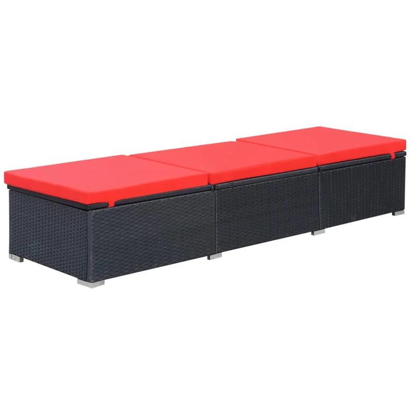 Loungebankstoel – Loungestoel – Relaxstoel – Tuinstoel – Verstelbare Ligstoel – Gevlochten Resin – Inclusief Comfortabele Kussen – Zwart