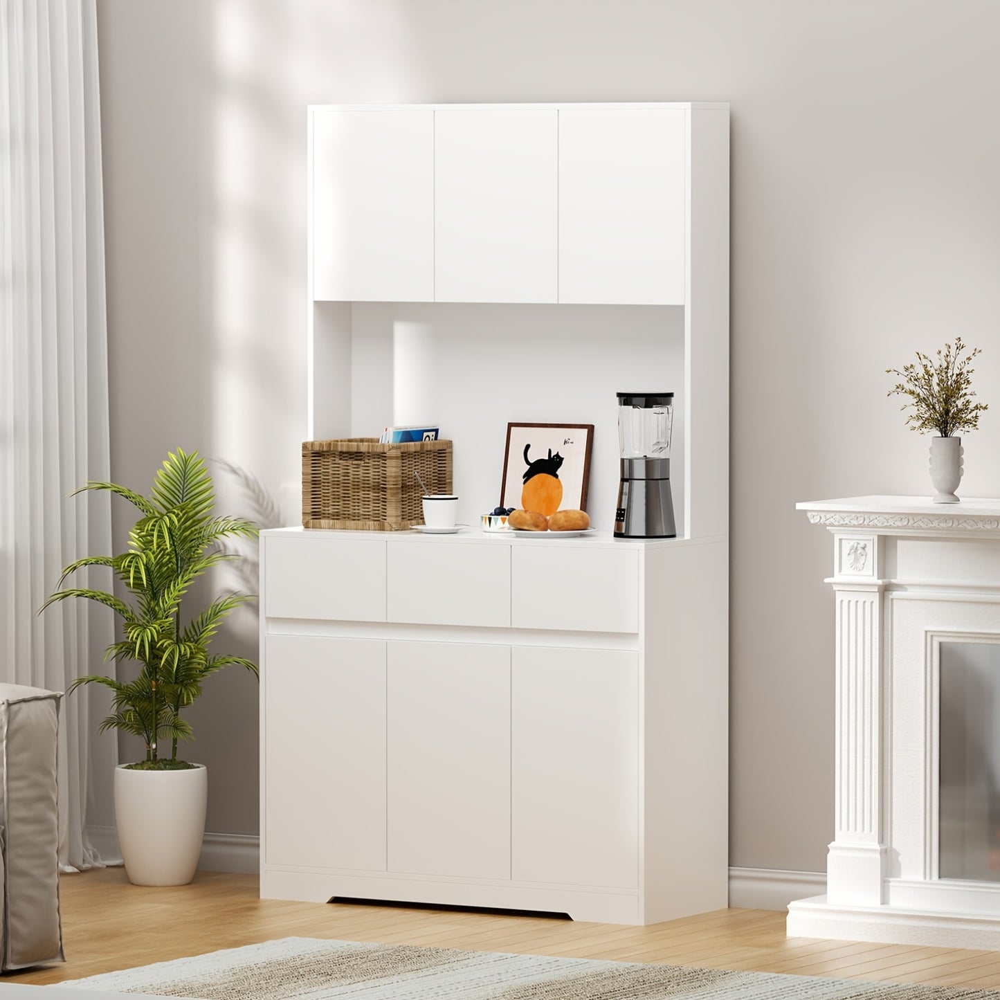 Kast – Opbergkast – Dressoir – Ladekast – Meubel – Wit MDF – 170x100x38,5 cm – 3 Lades en Dubbele Deuren