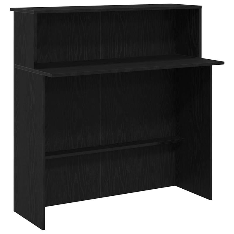 Bureau – Werkplek – Schrijftafel – Ontvangstbalie – Computertafel – Zwart – Stevig Hardhout – Ruim Werkblad met Opbergruimte