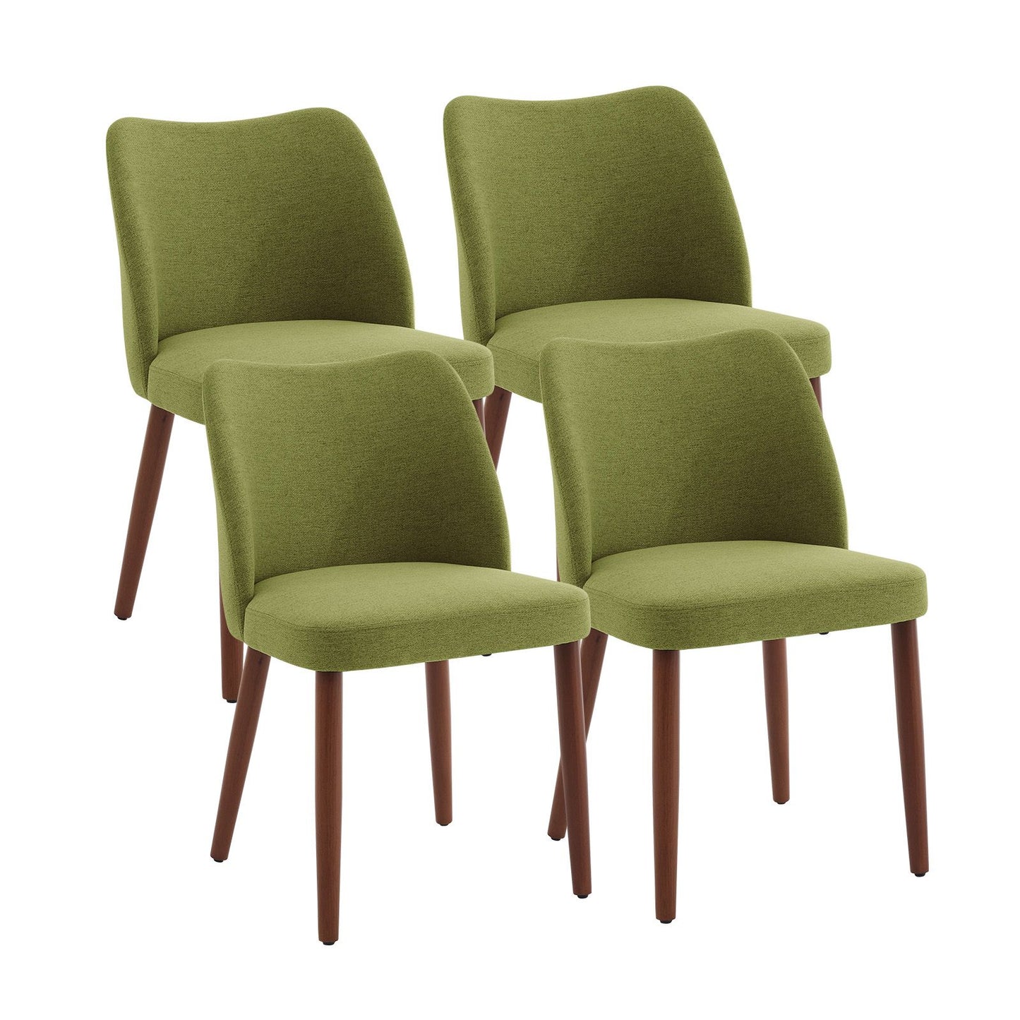 Eetkamerstoelen – Stoelen – Zithoeken – Dining Chairs – Armstoelen – Linnen Bekleding – Dikke Kussens – Houten Poten Met Verstelbare Voeten – Set Van 2 Groen