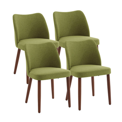 Eetkamerstoelen – Stoelen – Zithoeken – Dining Chairs – Armstoelen – Linnen Bekleding – Dikke Kussens – Houten Poten Met Verstelbare Voeten – Set Van 2 Groen