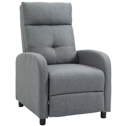 Relaxfauteuil – Relaxstoel – Ligstoel – Leunstoel – Fauteuil Met Voetensteun – Linnenstof Grijs – Belastbaar Tot 150 Kg