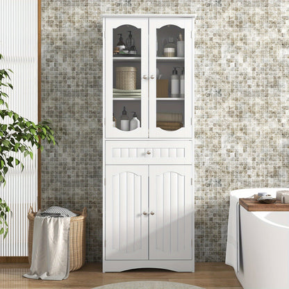 Badkamerkast – Badkamermeubel – Kolomkast – Opbergkast – Medicijnkast – Vrijstaand – MDF Met Geharde Glasdeuren – 160x60x30 cm