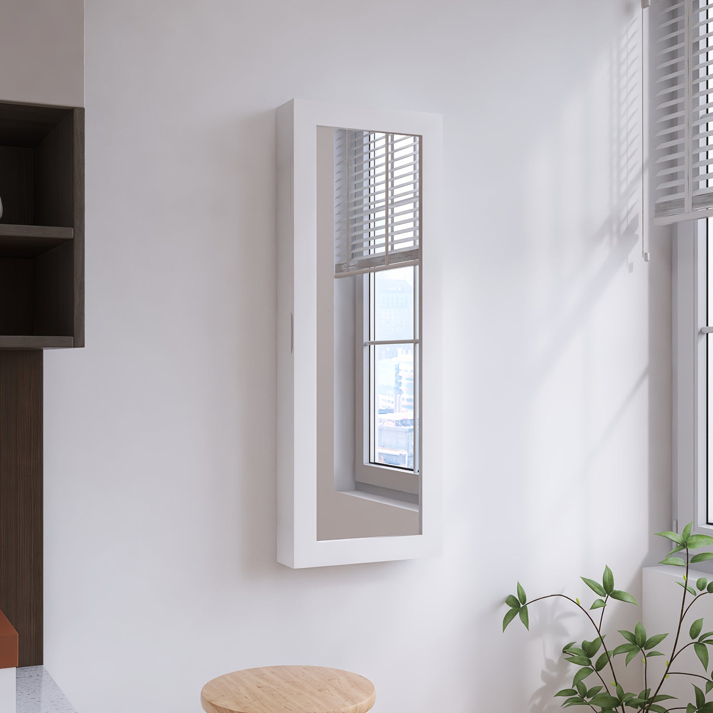 Strijkplankkast – Strijkbordkast – Inklapbare Strijkplank – Muurstrijkplank – Strijktafel – 180° Draaibaar – Wit Hout Met Spiegel