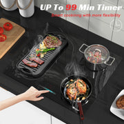 Inductie kookplaat - Induction Hob - Induction Cook Top - Inductie Fornuis - Elektrische Brander - 4-pits inductiekookplaat - met marmering - stekker en flexzone - 3500W - met touchbediening - timer - veiligheidsslot - Zwart