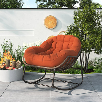 Schommelstoel – Relaxstoel – Fauteuil – Voedingsstoel – Loungestoel – Ergonomisch Ontwerp – Met Zacht Kussen – Stabiel Metalen Frame – Geschikt Binnen & Buiten