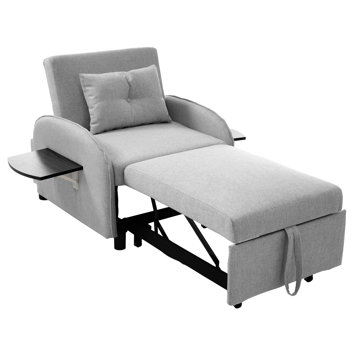 Slaapbank - Slaapstoel - Logeerbed - Klapstoel - Opvouwbare Eenpersoonsbank - Met Bedfunctie - Drievoudig Verstelbare - Opklapbaar - 123 x 74-167 x 78 cm - Grijs