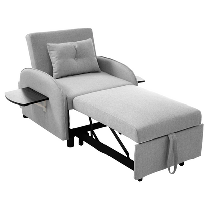 Slaapbank - Slaapstoel - Logeerbed - Klapstoel - Opvouwbare Eenpersoonsbank - Met Bedfunctie - Drievoudig Verstelbare - Opklapbaar - 123 x 74-167 x 78 cm - Grijs