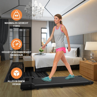 Loopband – Walking Pad – Loopmachine – Hometrainer – Fitnessapparaat – Compact Design 13 cm Hoogte – 10 km/u Snelheid met Afstandsbediening – Zwart