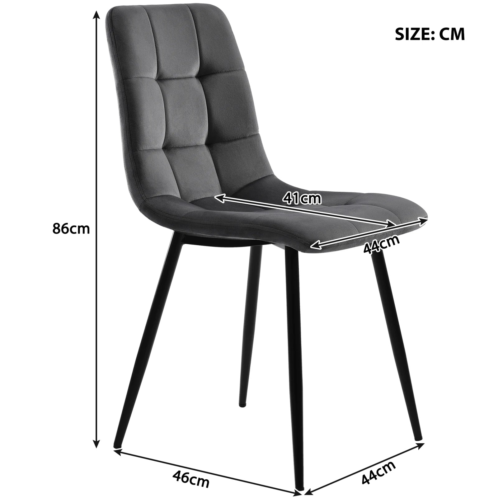 Eetkamerstoelen – Kuipstoelen – Keukenstoelen – Gestoffeerde Stoelen – Stoelen Met Rugleuning – Luxe Velvet Bekleding – Stevig Metalen Onderstel – Set Van 4 – Grijs - QUORE