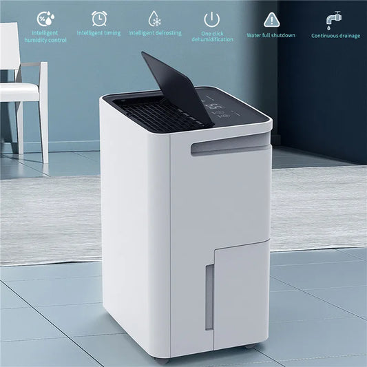 Luchtontvochtiger - Luchtreiniger - Dehumidifier - Draagbare - 35dB - 12L/24u - Met LED Display - Automatische Uitschakeling - voor Thuis - en Kantoorgebruik - Wit