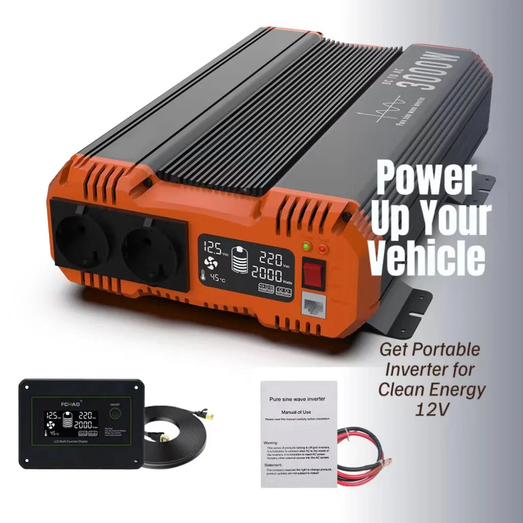 Zuivere Sinus-Wave Omvormer – Pure Sinus Omvormer – 6000W Omvormer – 12V Naar 220V – Hoog Rendement – LCD-Display