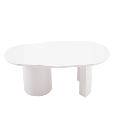 Salontafel – Design Salontafel – Moderne Tafel – Compacte Salontafel – MDF Materiaal – Onregelmatig Tafelblad - 100cm - Wit - QUORE