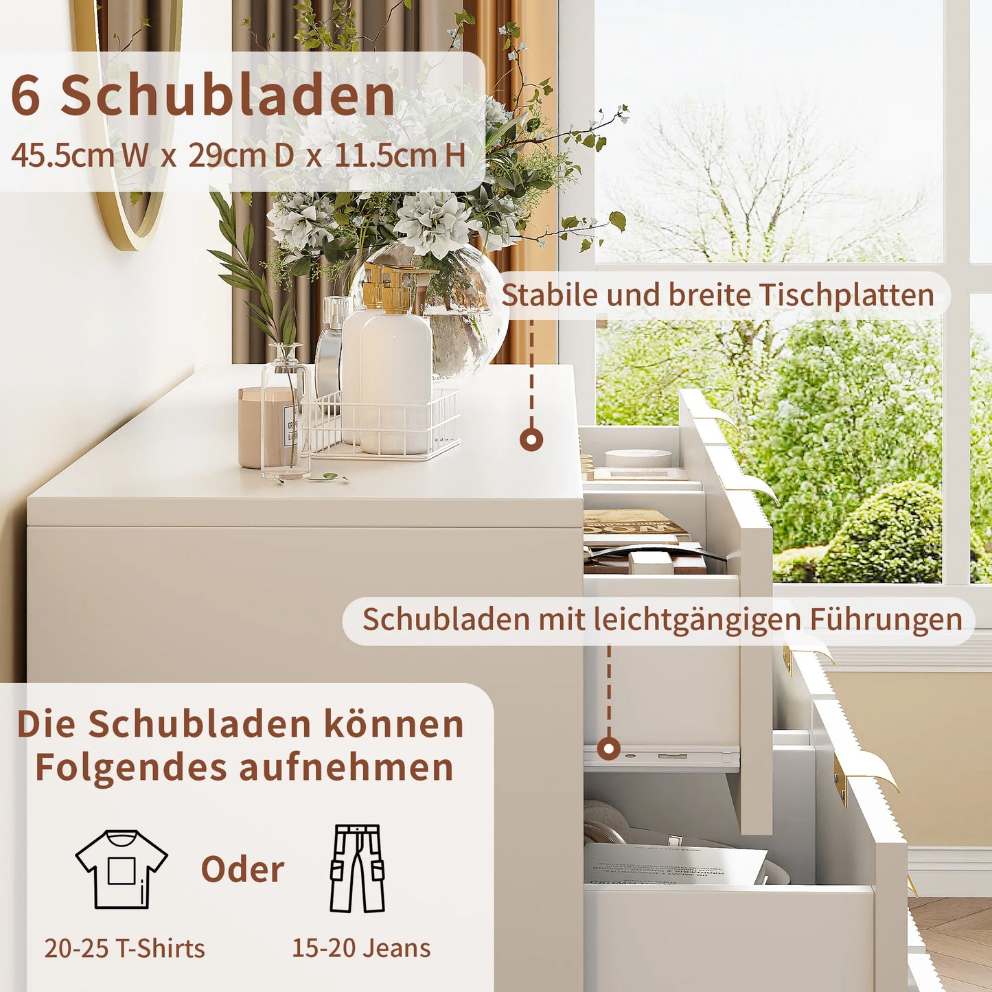 Ladeskast – Ladekast – Commode – Opbergkast – Kast Met 6 Laden – Wit – Ruimtebesparend Ontwerp – Duurzaam Spaanplaat