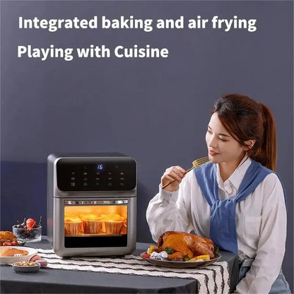 Heteluchtfriteuse – Airfryer - Airfryer Oven - 12L - 1350W - LED Touchscreen - Olievrije Heteluchtfriteuse - Multifunctioneel Convectoroven - Kijkvenster - Grote Capaciteit - Zwart