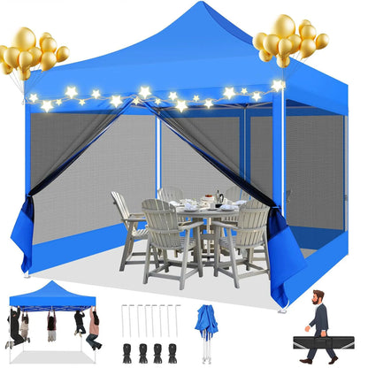 Partytent – Tuinkamer – Vouwtent – Schaduwtent – Markttent – Waterdicht – UV-Bescherming - Blauw