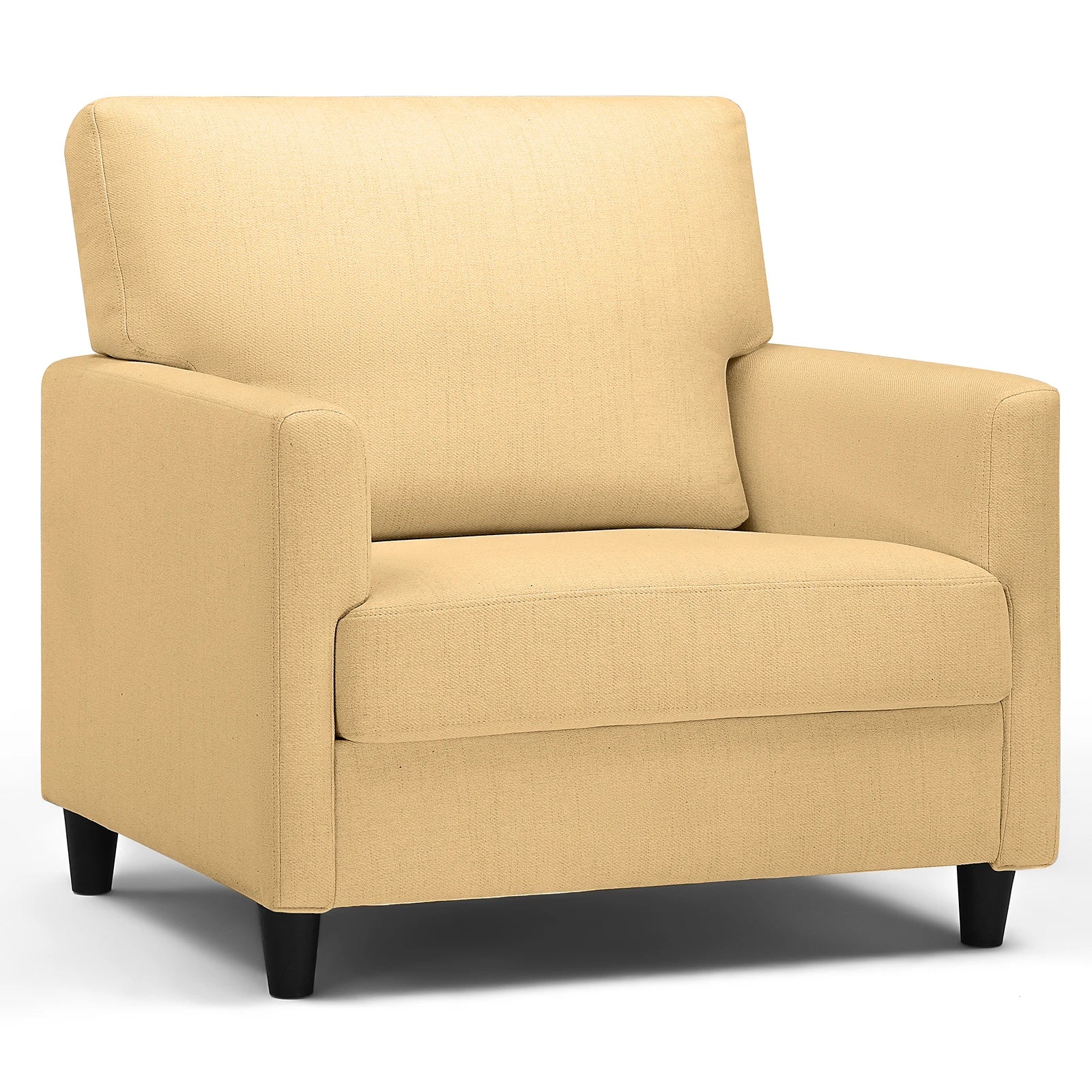 Relaxstoel – Fauteuil – Lounge Stoel – Zitstoel – Zacht Linnenhoes – Dikke Foam Vulling – Ergonomisch Design - 82 x 78 x 93 cm - Geel - QUORE
