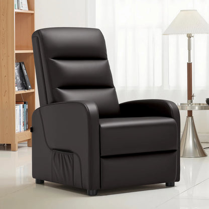 Relaxstoel - Relaxstoelen - Stoelen - Loungestoel - TV Stoel - met Voetsteun - en Kussen - Verstelbare Rugleuning - Comfortabele - PU Leer - 160° Ligstand - Voor Woonkamer - Slaapkamer - Thuisbioscoop - Bruin