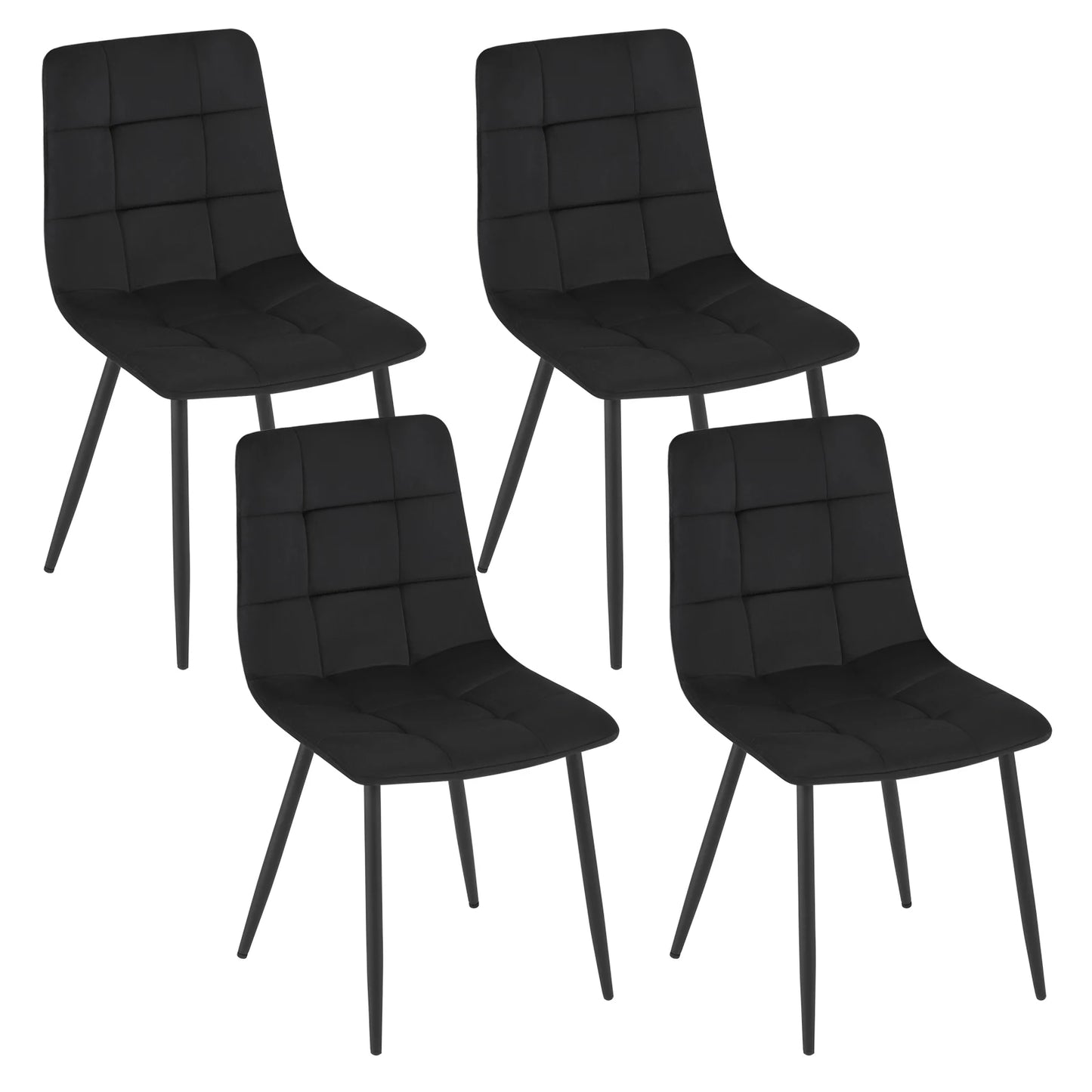 Eetkamerstoel - Eetkamerstoelen - Eetkamerstoelen Set van 4 - Stoelen Eetkamerstoelen - Fluwelen Keukenstoelen - met Rugleuning - voor Woonkamer Restaurant - Zwart