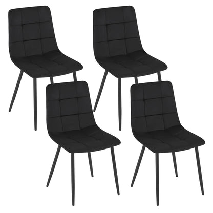 Eetkamerstoel - Eetkamerstoelen - Eetkamerstoelen Set van 4 - Stoelen Eetkamerstoelen - Fluwelen Keukenstoelen - met Rugleuning - voor Woonkamer Restaurant - Zwart
