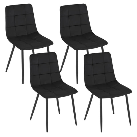 Dining Chair - Dining Chairs - Dining Chairs Set of 4 - Chairs Dining Chairs - Velvet Kitchen Chairs - with Backrest - for Living Room Restaurant - Black