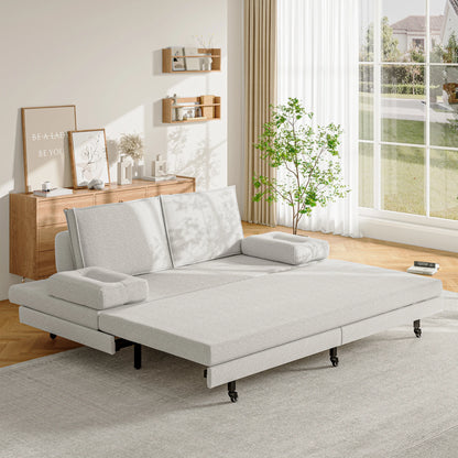2-Zits Slaapbank – Slaapbankje – Schotelbank – Bankbed – Tweekzitter – Verstelbare Rugleuning – Stevig Hout-Metaal Frame – Comfortabele Zachte Stofueel