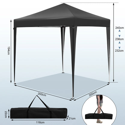 Partytent - Easy up Partytent - Pop-up Paviljoen - Opvouwbare - Verstelbare Hoogte - Waterdicht - UV - Bescherming - 2x2m - 4 Zijwanden - Blauw - QUORE
