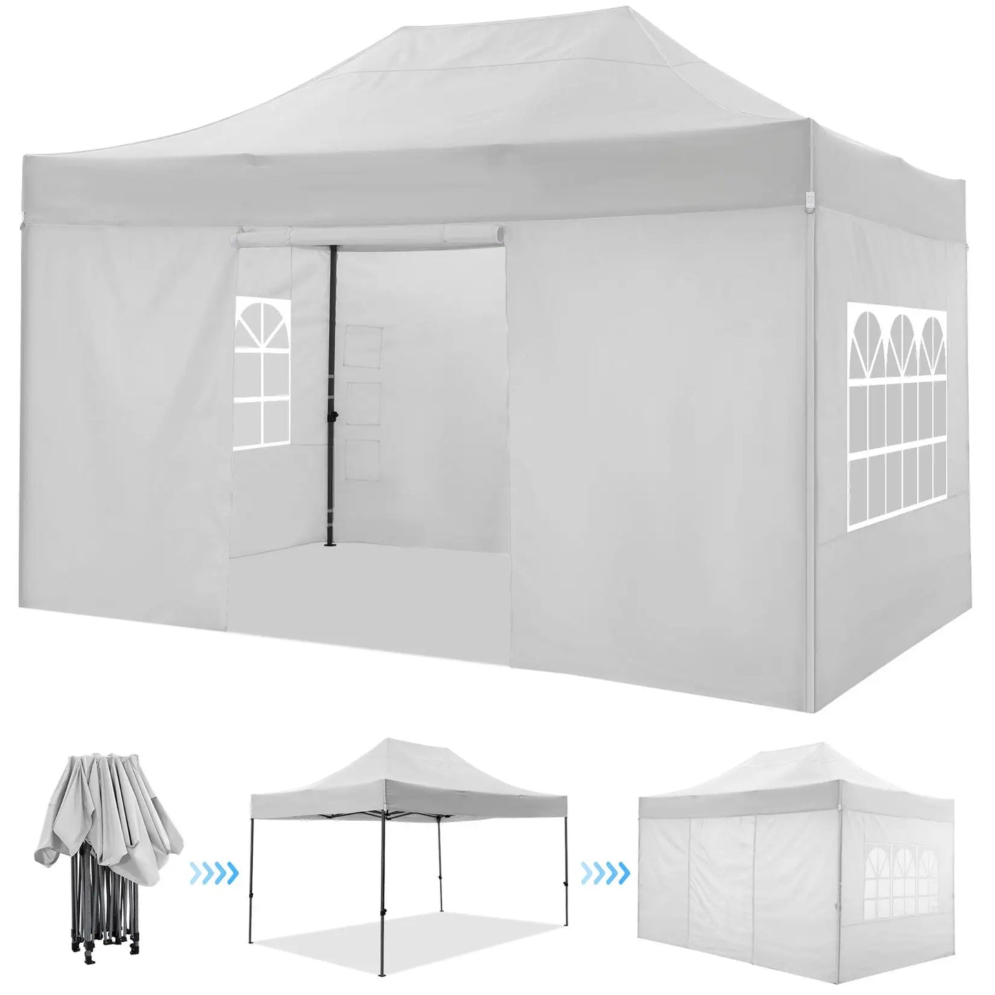 Partytent – Opvouwbare Tent – Tuinkamer – Overkapping – Waterdicht – 3x4,5 Meter – UV-Beschermd - Blauw