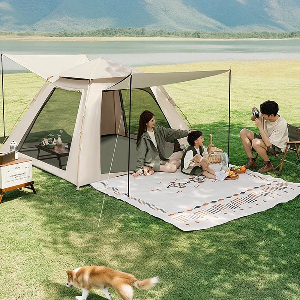 Automatische Pop-up Tent voor 3-4 Personen - Waterdicht - Met Luifel - Ideaal voor Kamperen & Picknick