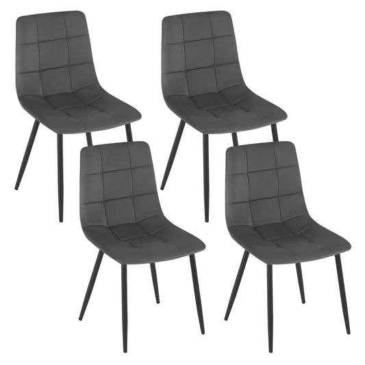 Eetkamerstoel - Eetkamerstoelen - Eetkamerstoelen Set van 4 - Stoelen Eetkamerstoelen - Fluwelen Keukenstoelen - met Rugleuning - voor Woonkamer Restaurant - Donkergrijs