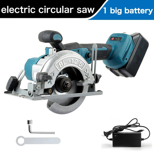 Accu Cirkelzaag - Snoerloze - Cirkelzaagmachine - 125mm - 18V - Instelbare Zaaghoek - Handcirkelzaag - voor Houtbewerking - 1 Batterij Inbegrepen
