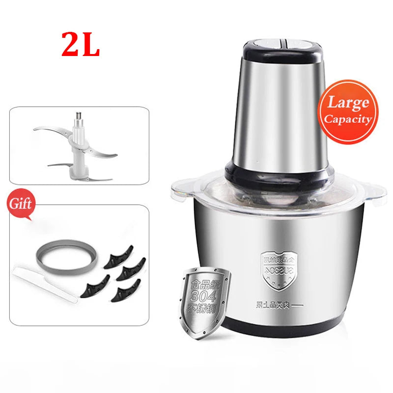 Vleesmolen - Gehaktmolen - Meat Grinder - Elecktrisch - Machine - Foodprocessor - Meat Mincer - Keukenmixer - Keukenmachine - 2L - Zwart - QUORE